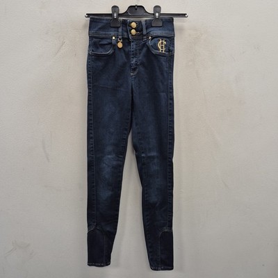 Holland Cooper Jodhpur marineblau Denim Biker Skinny Jeans Hose Trousers Größe 8 W 22''