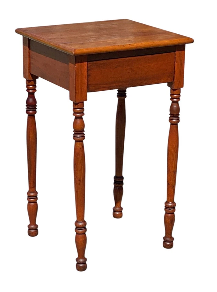 Antique Sheraton Cherry Work Table / Nightstand with Blank Drawer - Image 3 of 4