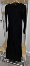 Boohoo Black Pleated Long Sleeve Maxi Dress Size 10