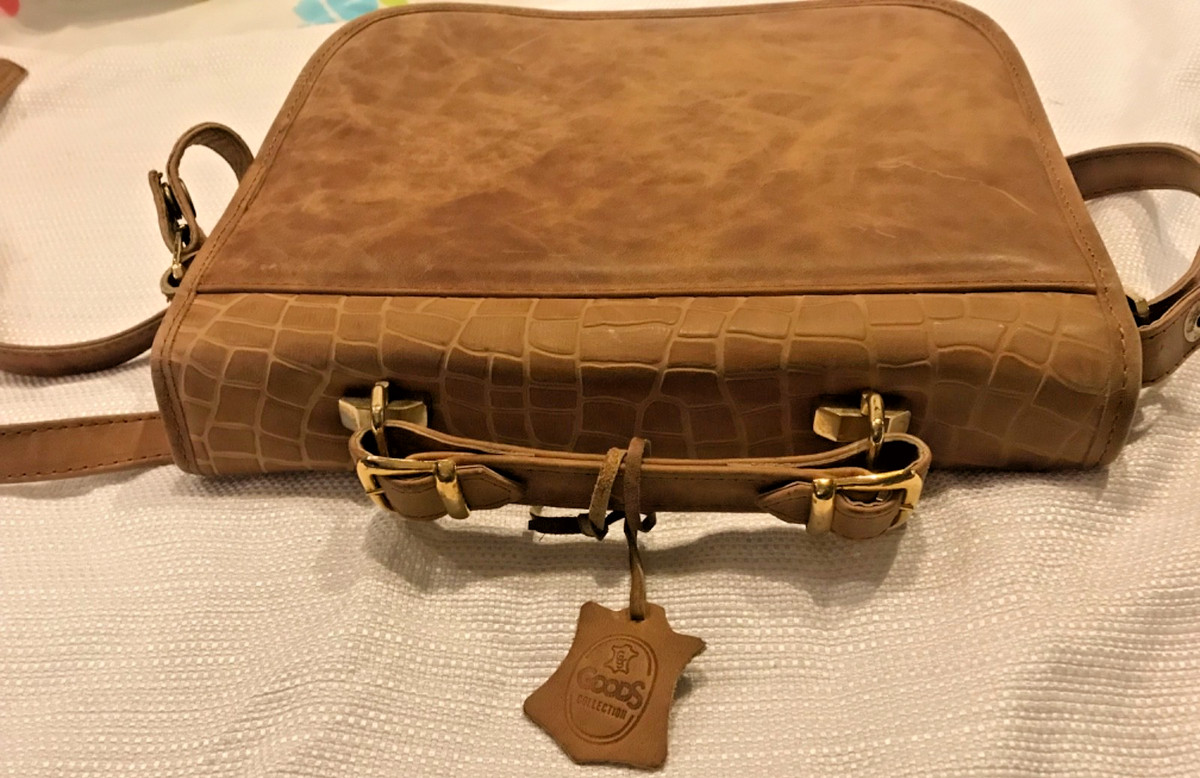 Vintage GoodS Leather Crossbody Bag Satchel Purse Handbag Natural Tan/Brown View 3