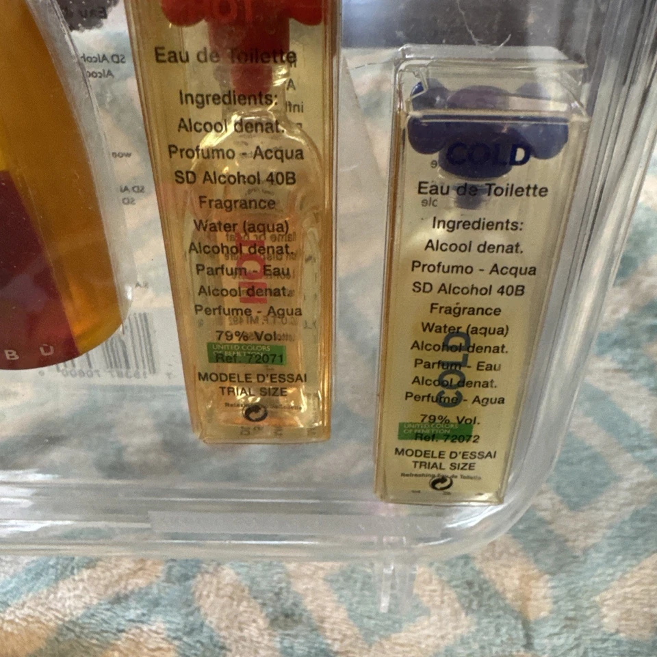 Vintage Benetton Eau De Toilette Mini Perfume Colonia CONJUNTO COLORES TRIBU FRÍO CALIENTE Foto 4 de 4