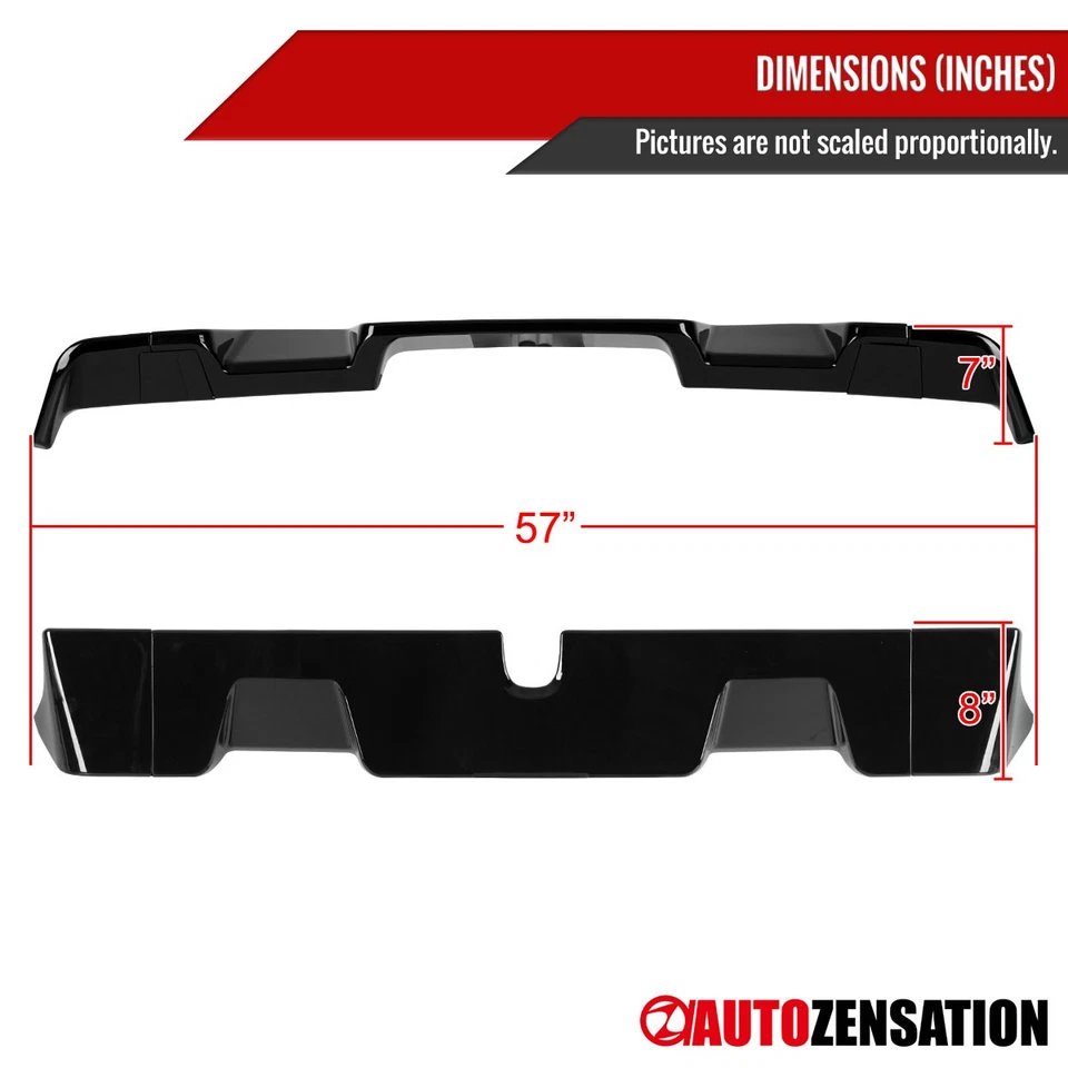 Fit 2019-2024 Dodge Ram 1500 Glossy Black Roof Truck Cab Spoiler Wing 3PC Style Foto 4 de 4