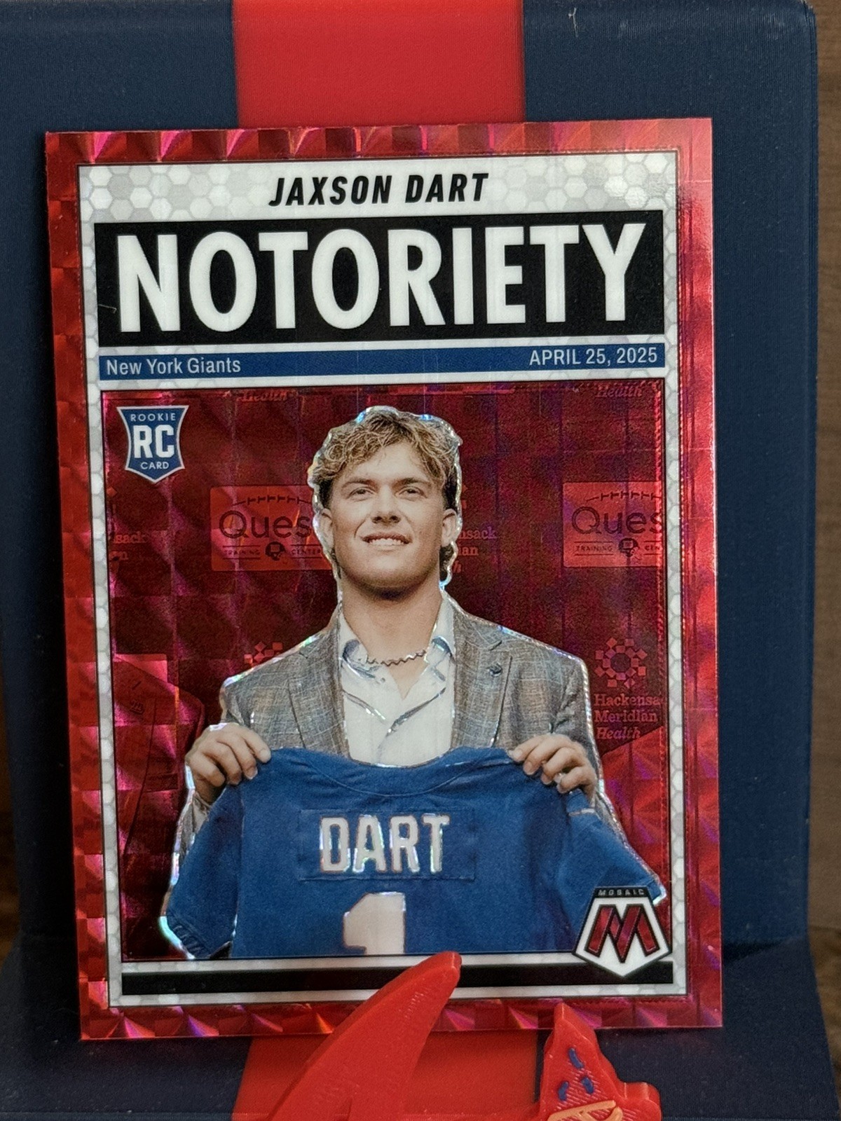 Jaxson Dart 2025 Panini Mosaic Rookie #11 Notoriety Mosaic Red Giants QB