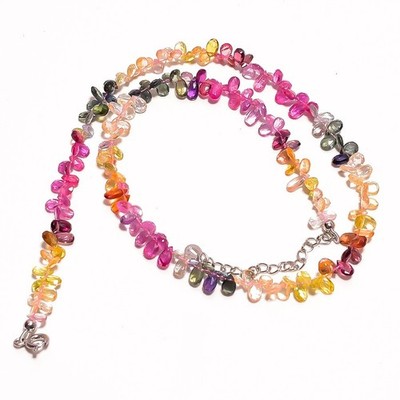 AAA Natural Multi Sapphire Gemstone Necklace Faceted Pear Beads 15-17'' P-145