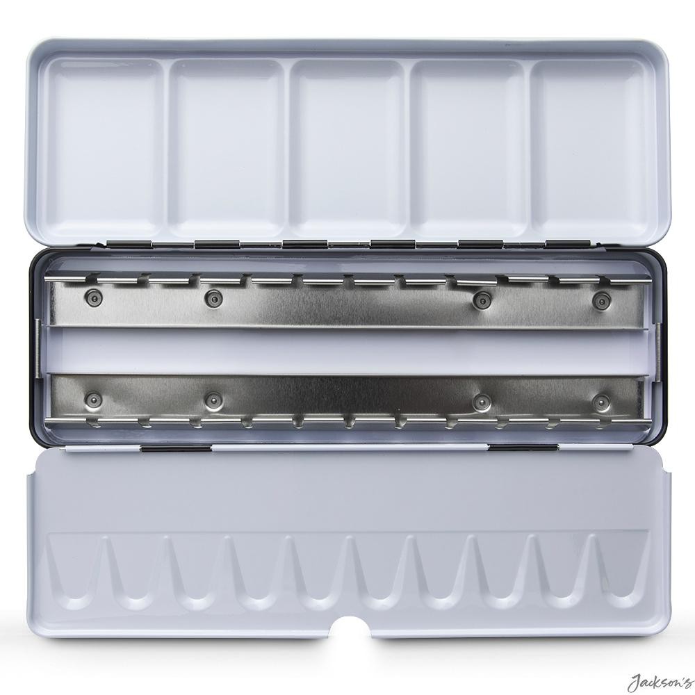 Jackson's : Black Folding Metal Watercolour Palette : Holds 12 Full or 24 Hal...