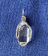 Wire Wrapped In Sterling Silver Natural Herkimer Diamond Pendant