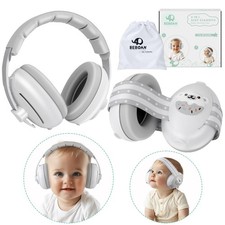 BEBOAN 2-in-1 Baby Ear Muffs Noise Protection for 0-36 Free Size, Grey
