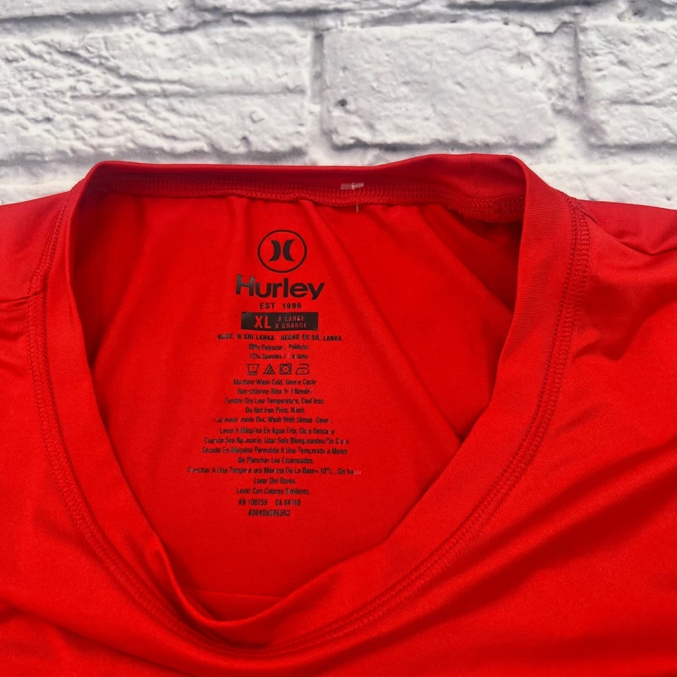 Camiseta Hurley Manga Larga Para Hombre XL Roja Atlética Deportes Estrellas Atletismo Informal Foto 3 de 4