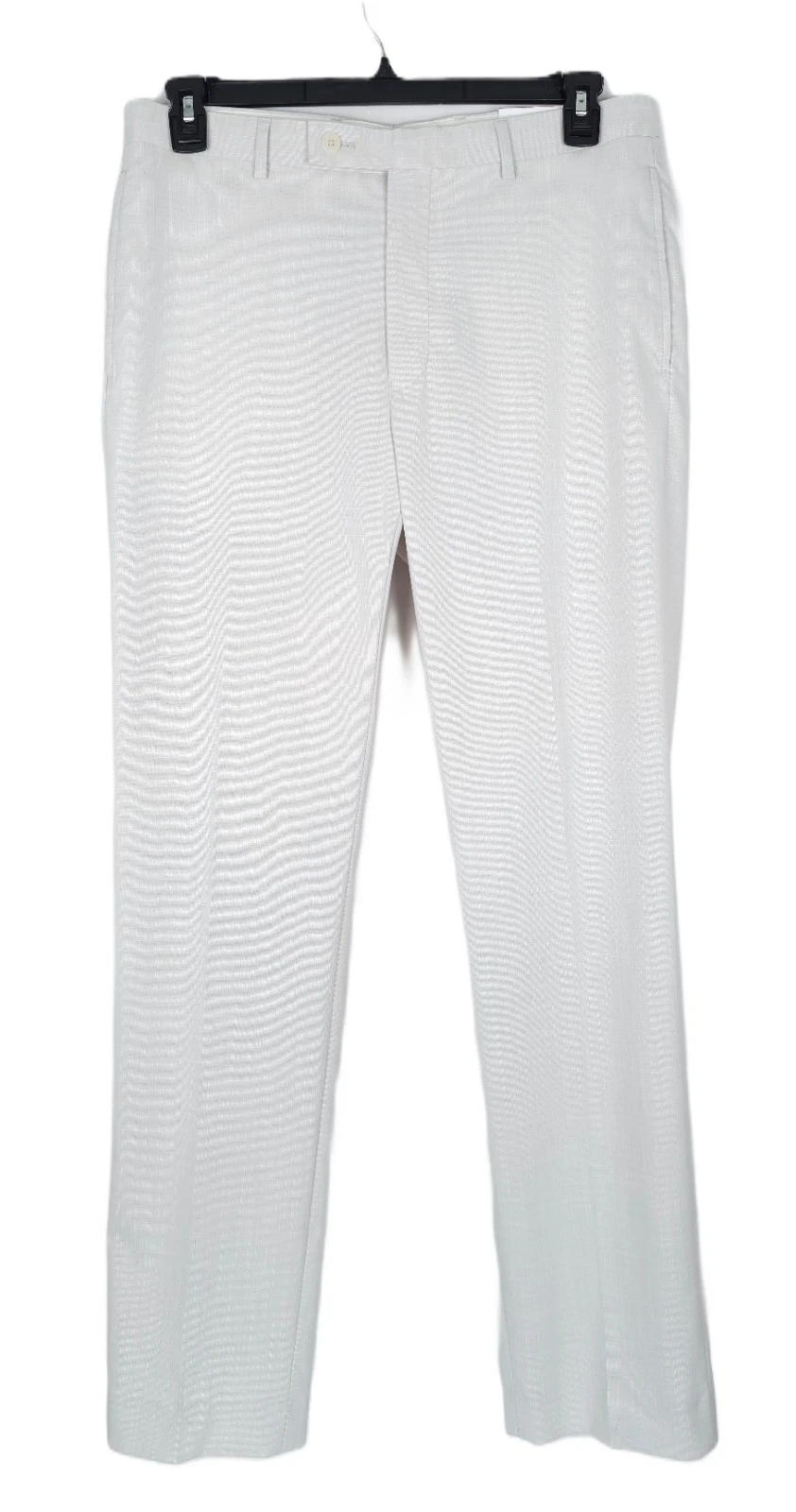 OFF WHITE Pantalone elegante Calvin Klein slim fit elasticizzato bianco sporco testurizzato tinta unita 30x30 nuovo con etichetta