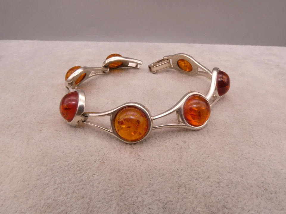 Armband Sterlingsilber 925 prachtvolles modernes aufregendes Design Bernstein - Bild 2 von 4