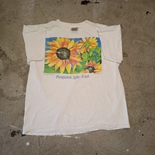 👾Vtg 90s Florida Sunflower Shirt Single Stitch Flower Tropical Mens Sz 20x24