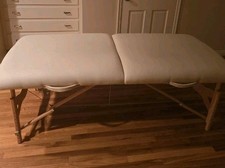 Earthlite Spirit 32" Portable Foldable Massage Table Ecru Wood Faux Leather