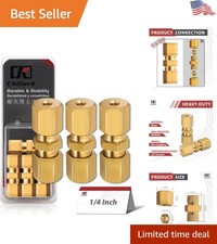 Durable 2pcs Brass Brake Line Fittings - 14 Od Union With High Pressure Rating