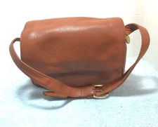 Woman's Stone Mountain Shoulder Purse Brown Pebbled Leather Double Handle