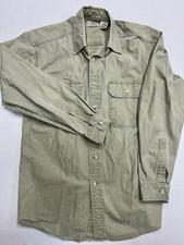 Y2K Vintage LL Bean Shirt Men S Reg Green Cotton Button Front Outdoor Workwear