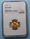 1945-P WHEAT CENT NGC MS 66 RD EBAY AUCTION COMP $31.95 STOCK PHOTO #SP-3