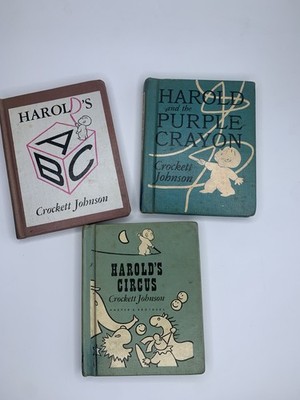Set Of 3 Children s Book By Crockett Johnson Harold s ABC, Circus, Purple Crayon