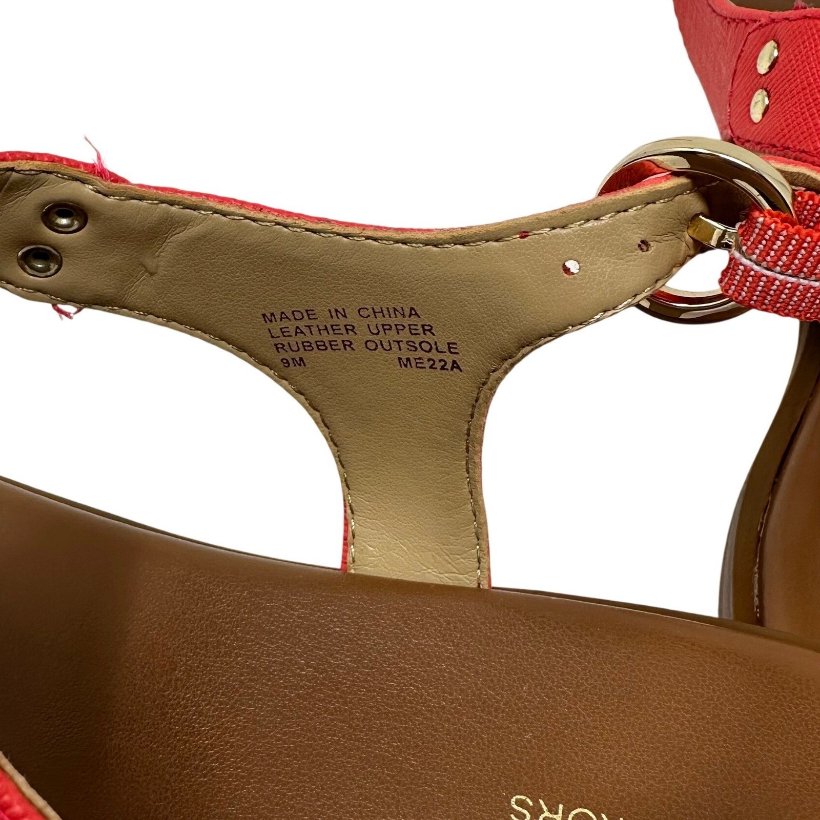 Michael Kors Women's Saffiano Leather Thong Sandals Gold Logo - Coral - Size 9M thumbnail 5