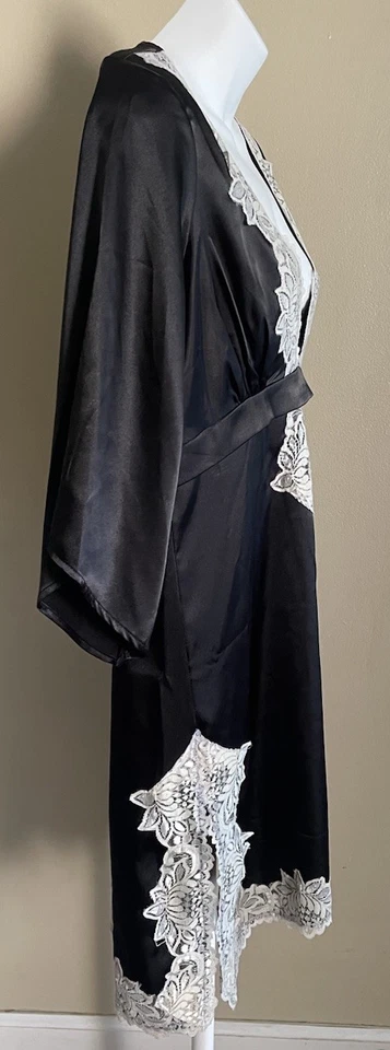 De Colección Frederick's of Hollywood Para Mujer M Negro Satinado Vestido Cremallera Lateral Túnica Foto 4 de 4