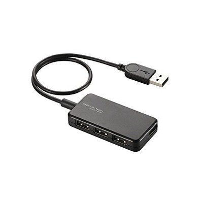ELECOM USB 2.0 Bus-Powered Hub for Tablets Swivel Connector 4 Ports Black