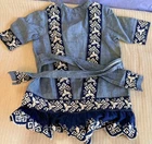 Antique Doll Clothing Blue Cloth Dress as Found