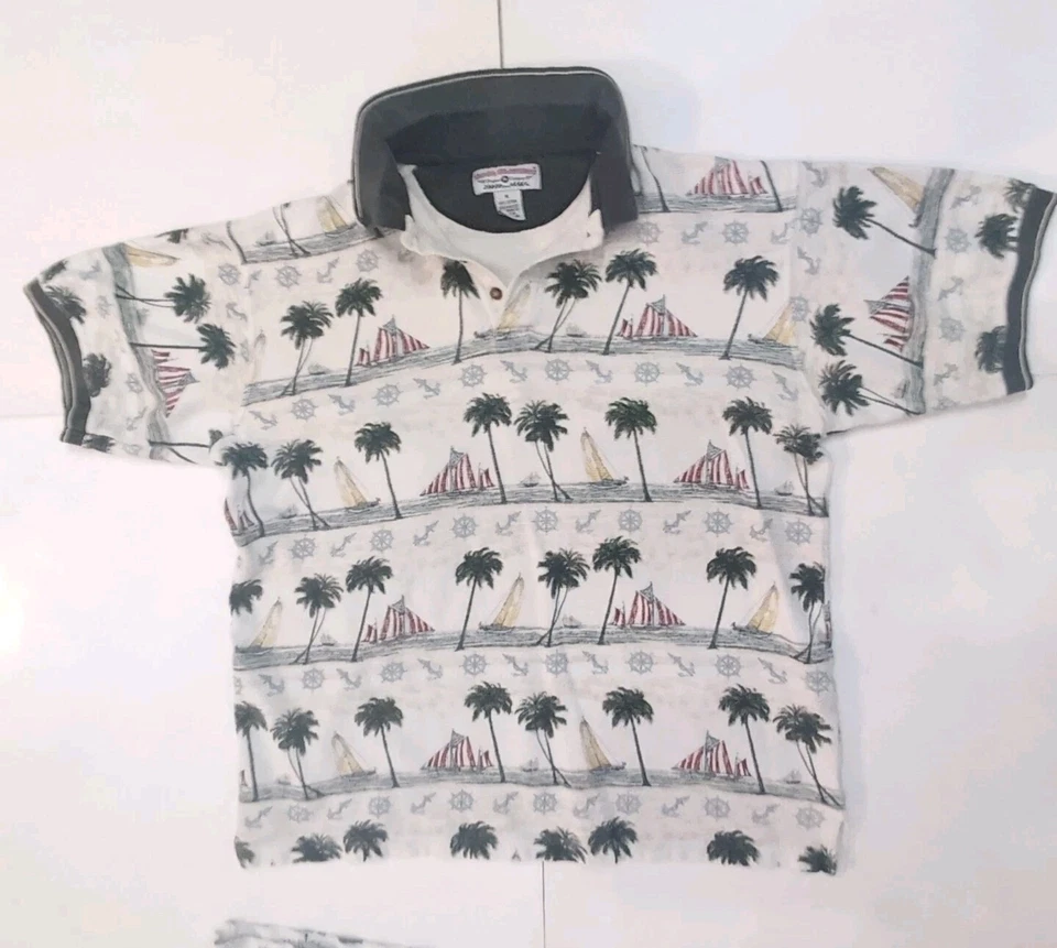 Vintage Boca Classics Sailboat Palm Tree Nautical Polo Shirt Lot (3) Mens Medium - Image 3 of 4