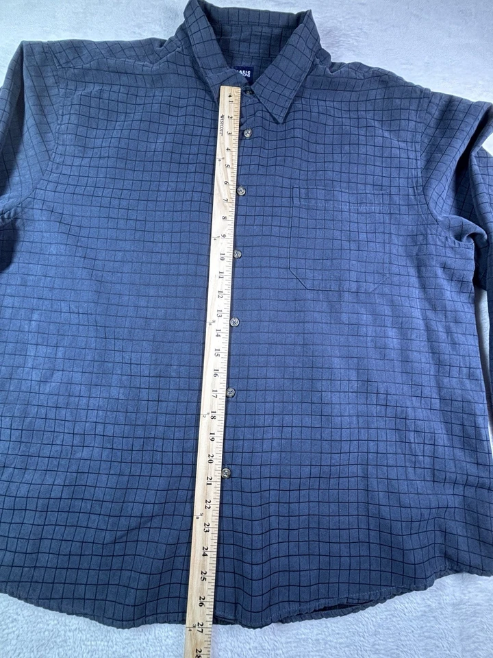Basic Editions Shirt Mens XL Navy Classic Fit Button Down Long Sleeve Pocket - Image 3 of 4
