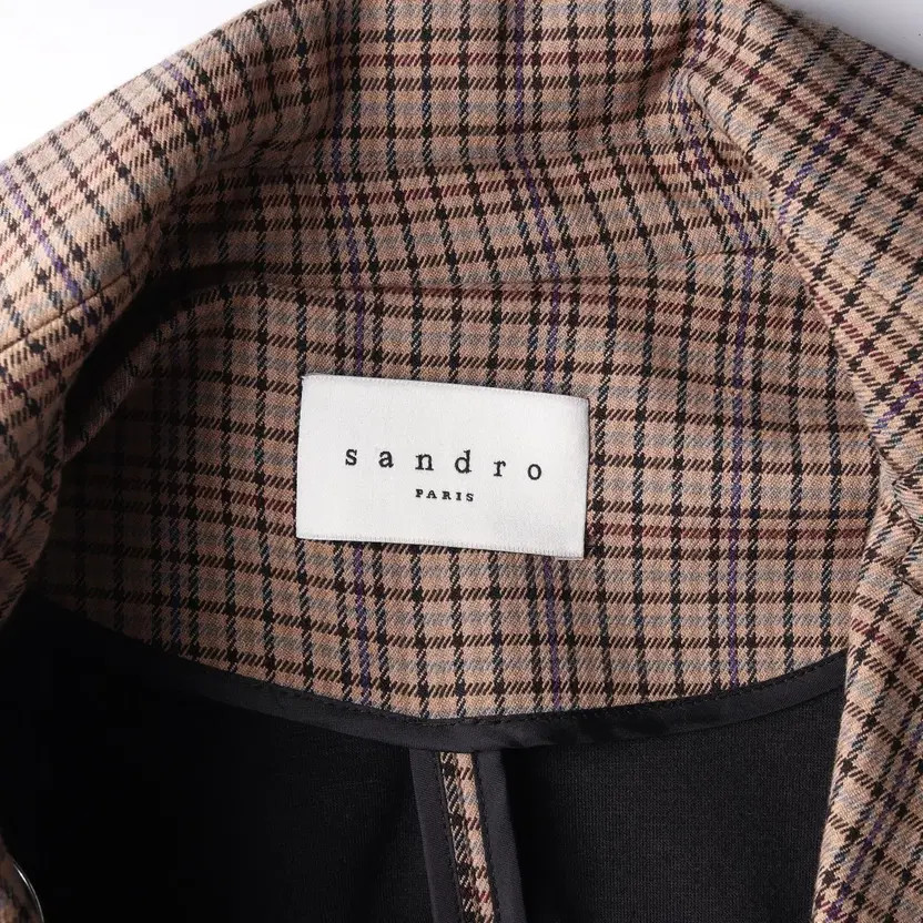 Sandro Check Pattern Double Button Long Coat Jack… - image 5