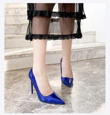 Womens Patent Leather Pointed Toes High Heels Thin Heels Shallow Mouth Shoes