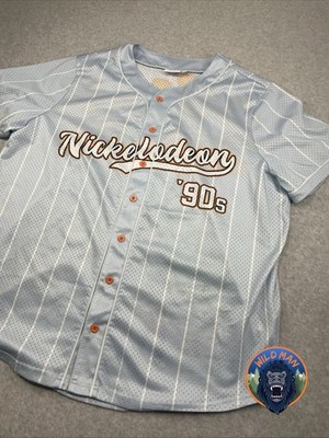 Nickelodeon Baseball Style Jersey Shirt Size 3XL  90s Characters Light Blue