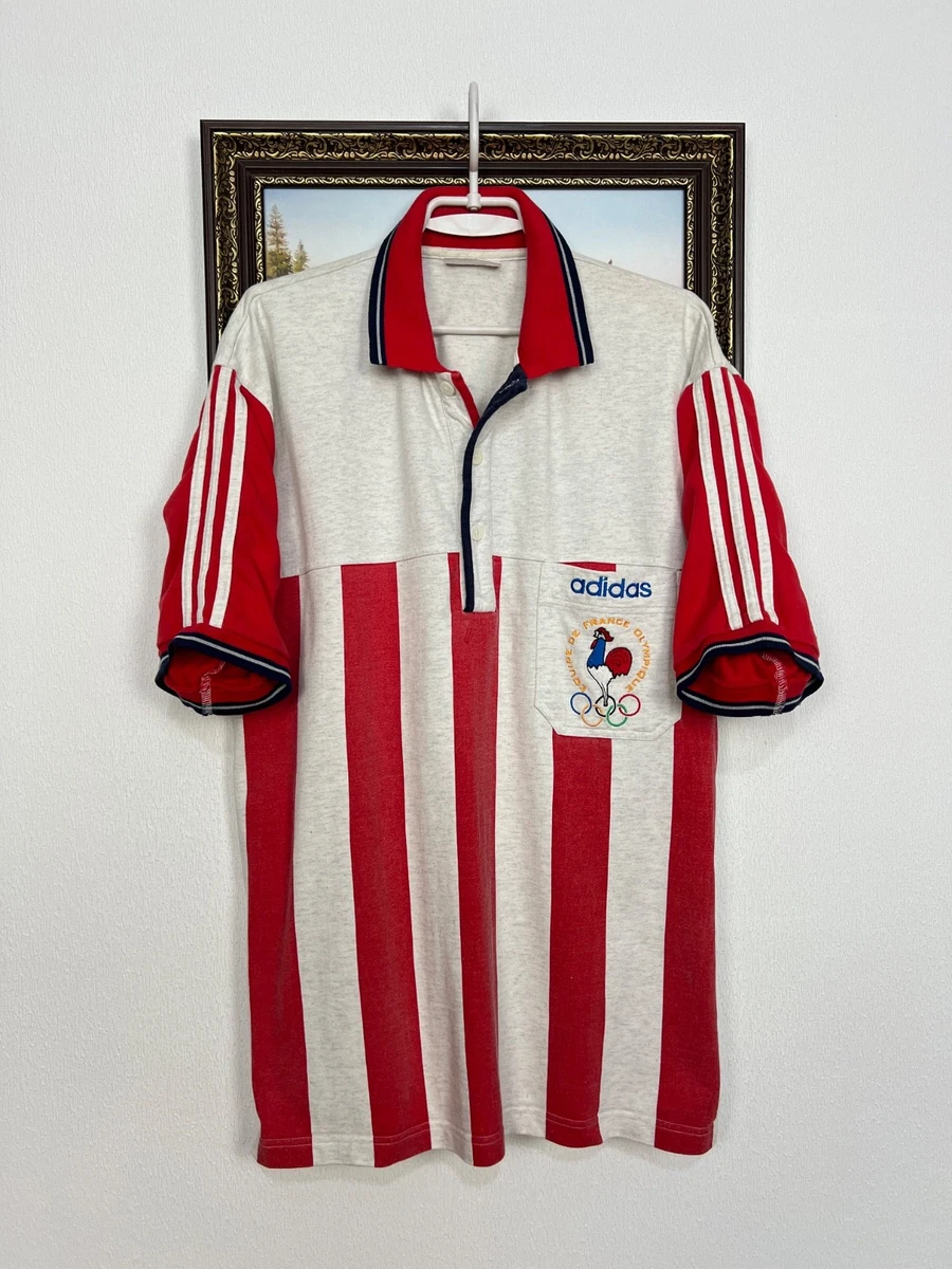 Vintage 90's Adidas France Olympic Polo Shirt Mens Jersey Trikot