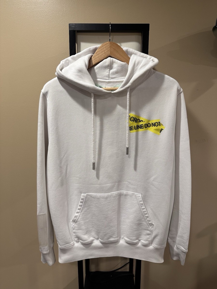 OFF-WHITE 18SS Fire Tape Hoodie スウェット Off-White Virgil SS18 Fire Yellow CautionTape White Hoodie