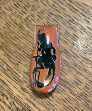 Vintage Halloween Kirchhof Clicker Noisemaker Devil Bat Pitchfork 1.5"