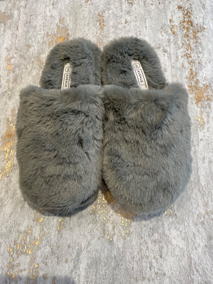 Aldi Grey Faux Fur Slippers Size uk Plush Slippers Avenue New