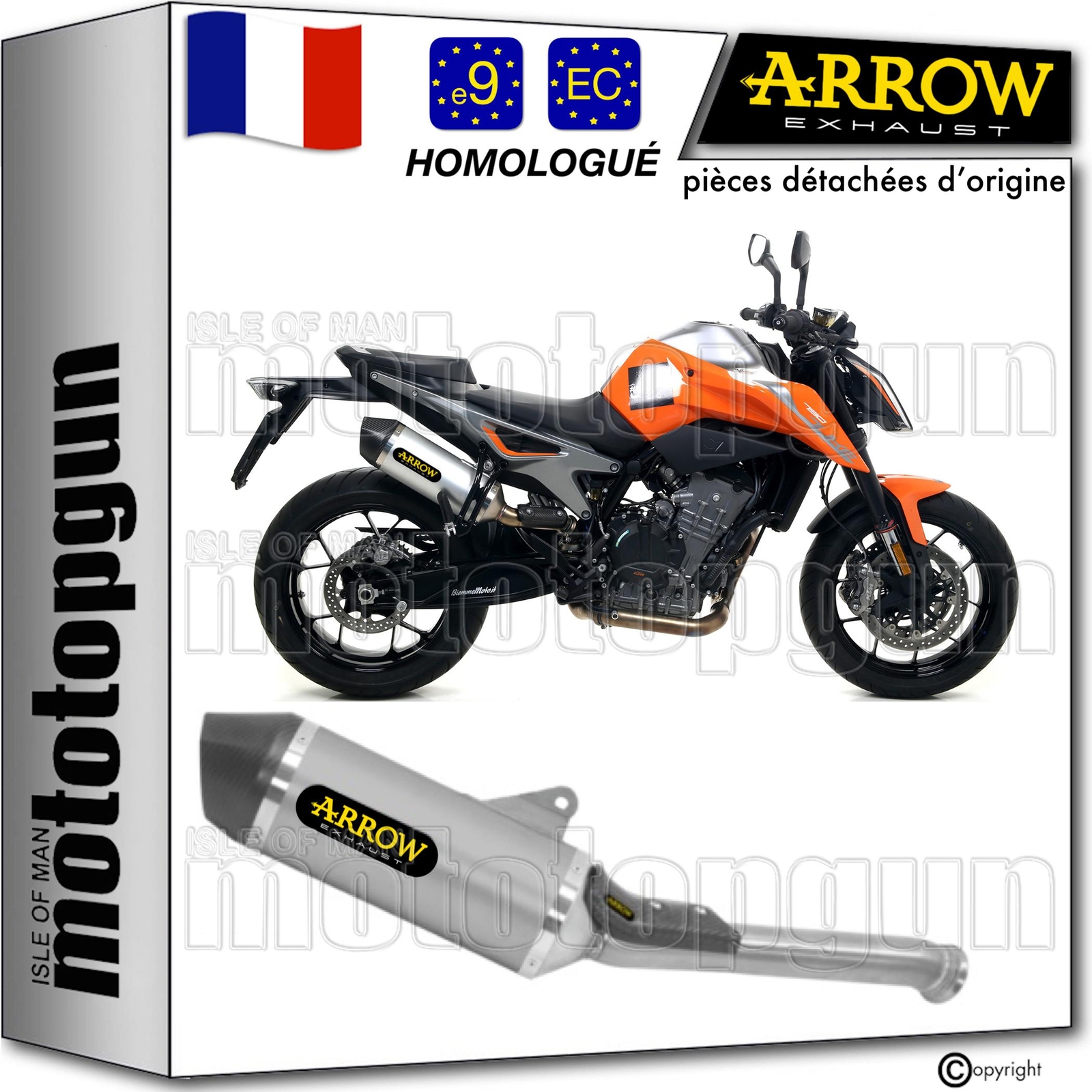 Pot echappement Arrow Race-Tech carbone pour moto KTM 890 Duke R