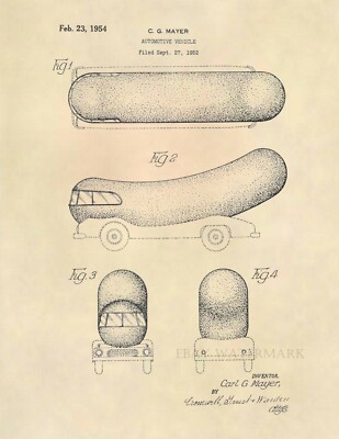 Oscar Mayer Weiner Weinermobile US Patent Art Print - Vintage Hot Dog - 628