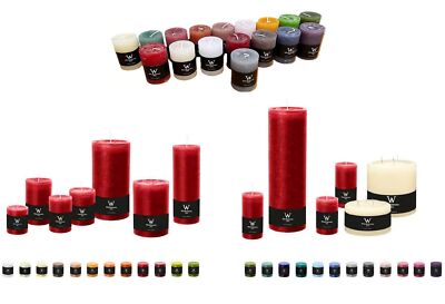 Rustic candles pillar candles 100x68mm solid coloured 8 pack candles Wiedemann GmbH