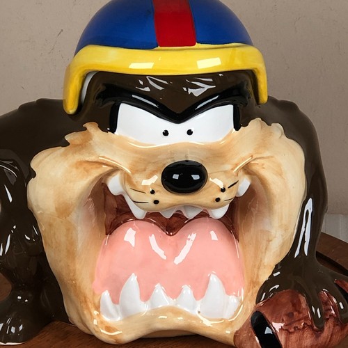 Vintage Cookie Jar Looney Tunes Taz Tasmanian Devil Football Warner Bros 1993 - Picture 4 of 13