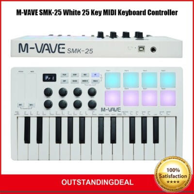 M-VAVE SMK-25 White 25 Key MIDI Keyboard Controller for