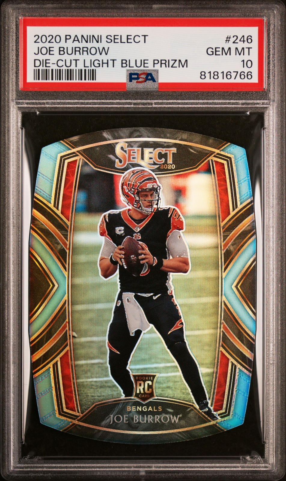 Joe Burrow 2020 Select Die Cut Light Blue Prizm #246 Bengals Rookie RC PSA 10