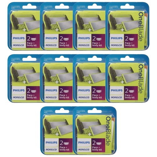 10x Philips Norelco Genuine OneBlade Replacement Blade Face + Body Kit