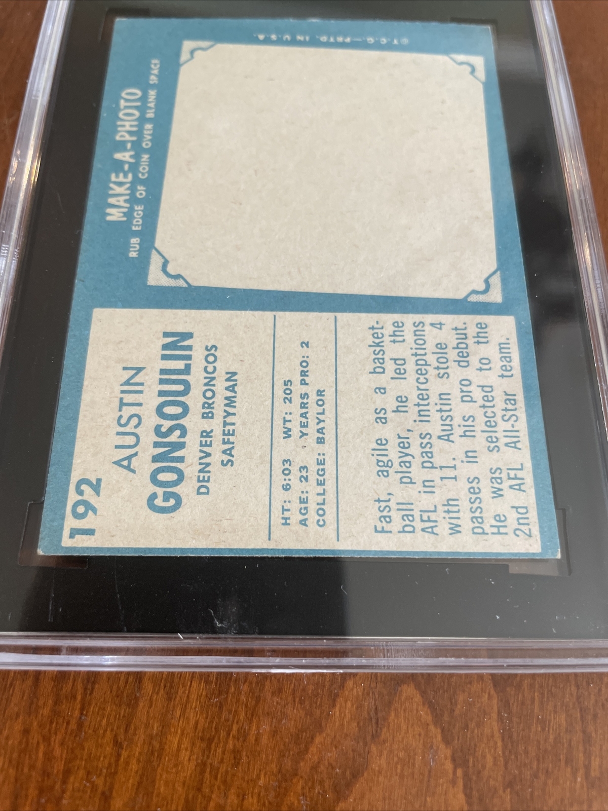 1961 TOPPS FOOTBALL AUSTIN GOOSE GONSOULIN SCG 7 NM #192 RC BRONCOS | eBay