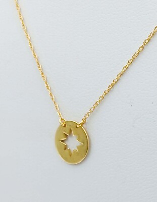 STERN ANHÄNGER HALSKETTE 14K MASSIV GELBGOLD - Neu mit Etikett - Sm