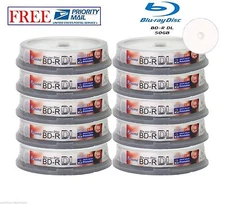 100 Pack SmartBuy Blu-ray BD-R BDR DL Dual Layer 6X 50GB Inkjet Printable Disc