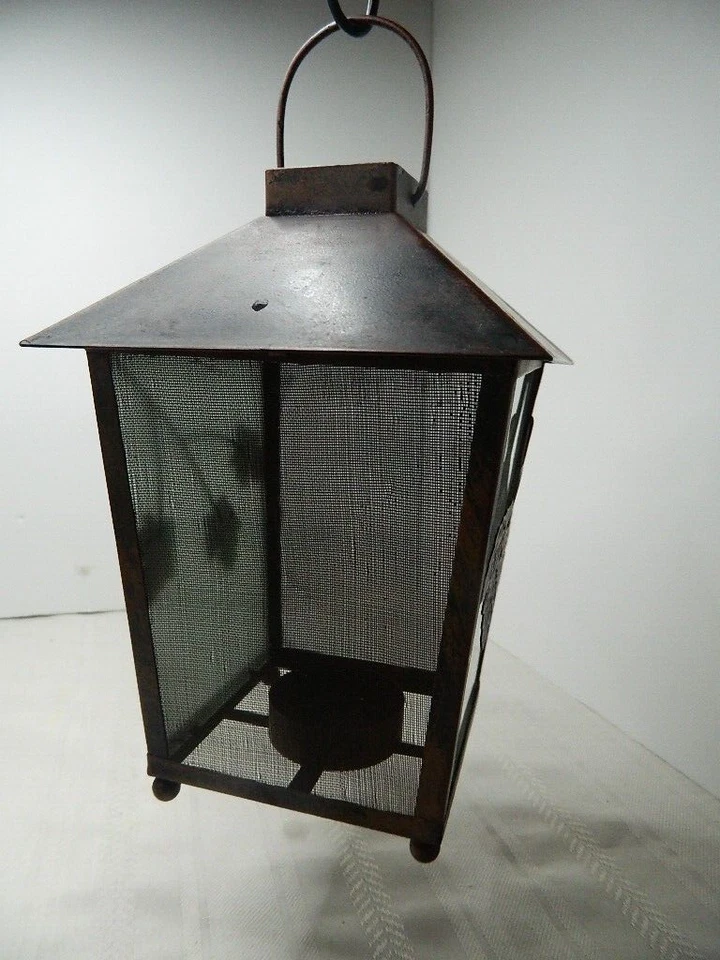 Linterna de luz de té con diseño de hoja 8" H cobre 2 lados apantallados/2 lados de vidrio esmerilado Foto 4 de 4