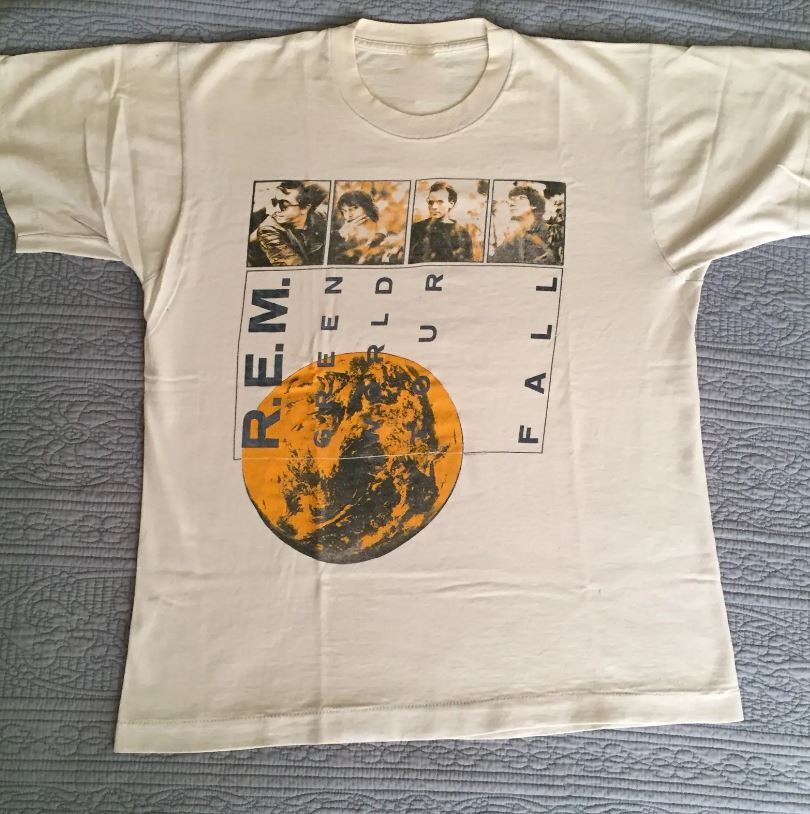 Vintage REM GREEN WORLD Tour T-Shirt Cotton Tee All Size S To