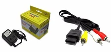 NEW POWER CORD AC ADAPTER FOR SUPER NINTENDO +SUPER NINTENDO AV CABLE BUNDLE