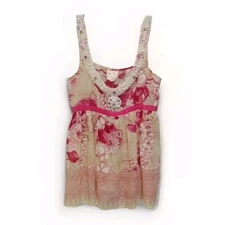 Tracy Reese NY Silk Blend Embellished Beaded Floral Boho Chic Tank Top Size 2