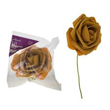 Mega Crafts - 12" EVA Rose Foam Flower with Stem - Gold, 1PC