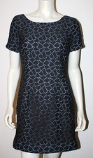 TRACY REESE Dress S M Black Lace Blue Shimmer